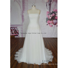 Crystal Beaded Straps Pleated Keyhole A Line Bridal Dress Gown